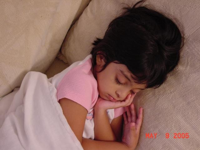 Amira at 3 years, napping